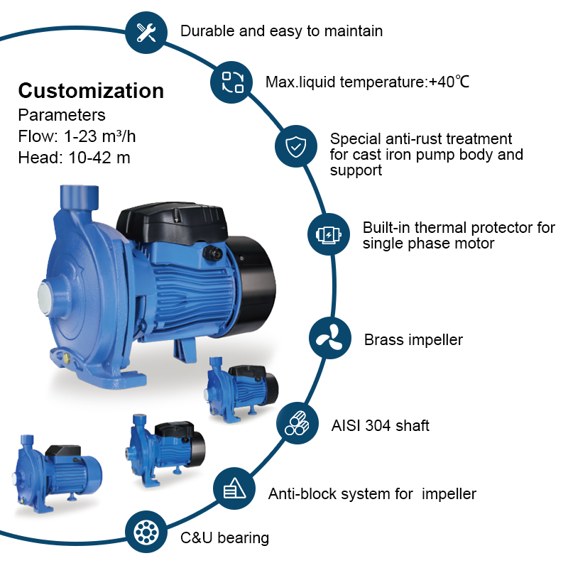 Pompe electrice de apă centrifuge de suprafață CPm1.5HP pentru irigații